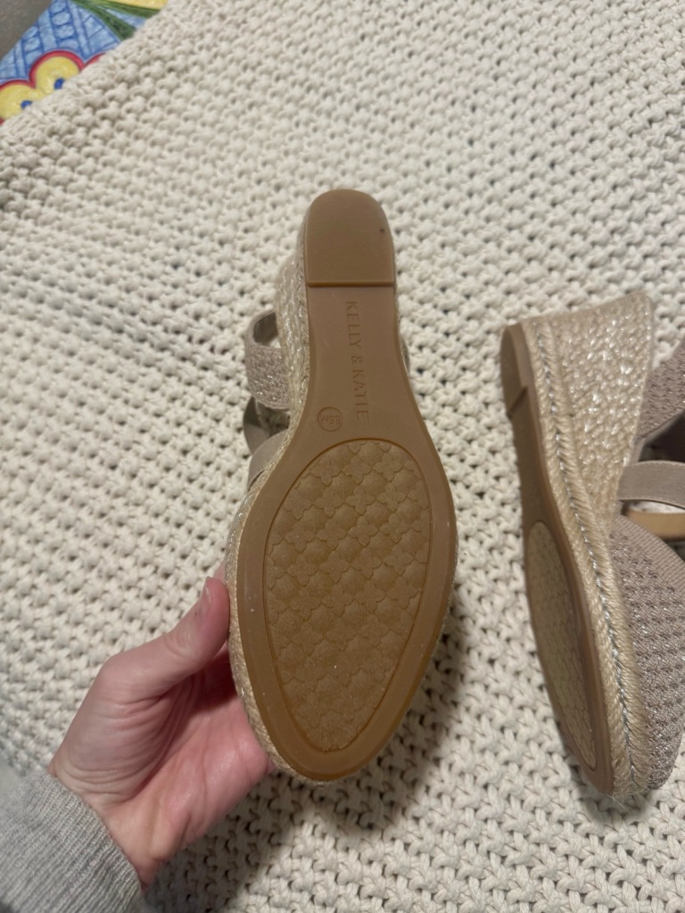 Kelly & Katie Cream Espadrille Ankle-Tie Wedge - Picture 7 of 8